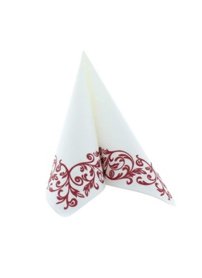 Luxury Premium Designer Cloth Napkin Cream & Maroon 40 x 40 cm pack of 50