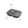 3 CP Meal Tray XL with lid Black pack of 10