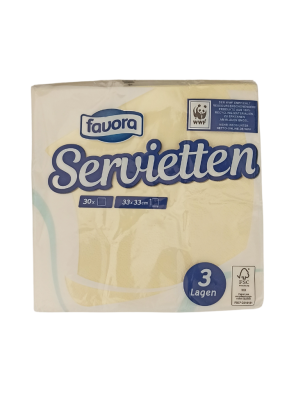 Premium Plain Paper Napkin 3ply Cream 33 x 33 cm pack of 30