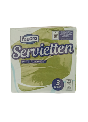 Premium Plain Paper Napkin 3ply Green 33 x 33 cm pack of 30