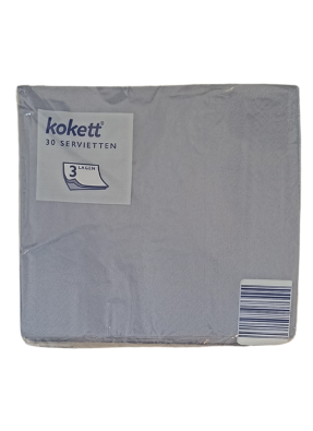 Premium Plain Paper Napkin 3ply Grey 33 x 33 cm pack of 30