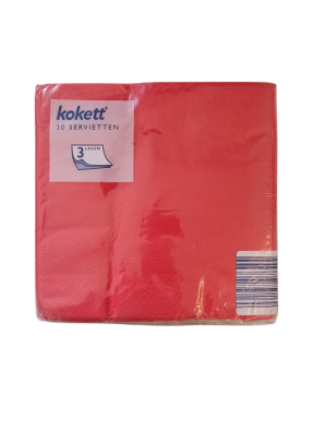 Premium Plain Paper Napkin 3ply Red 33 x 33 cm pack of 30