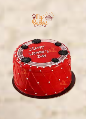 Happy Womens Day Red Theme Cake