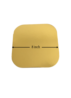 Cake Base Rounded Squares 20 Pieces Golden 8 inch Pack of 1
