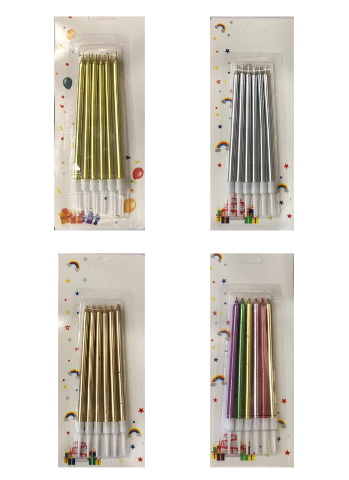 Metallic candle Slim All colors 4 pieces 5.5 inch pack of 1