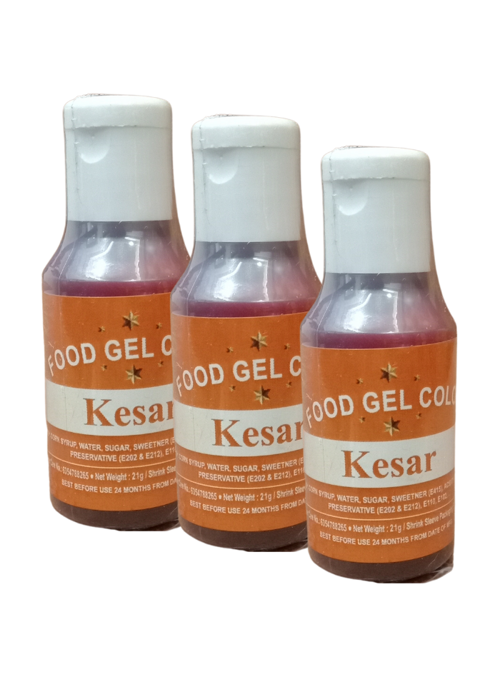 Food Gel Color Kesar pack of 3