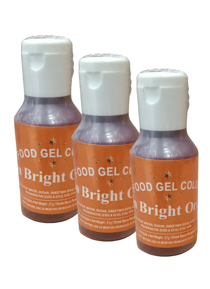 Food Gel Color Neon Bright Orange pack of 3