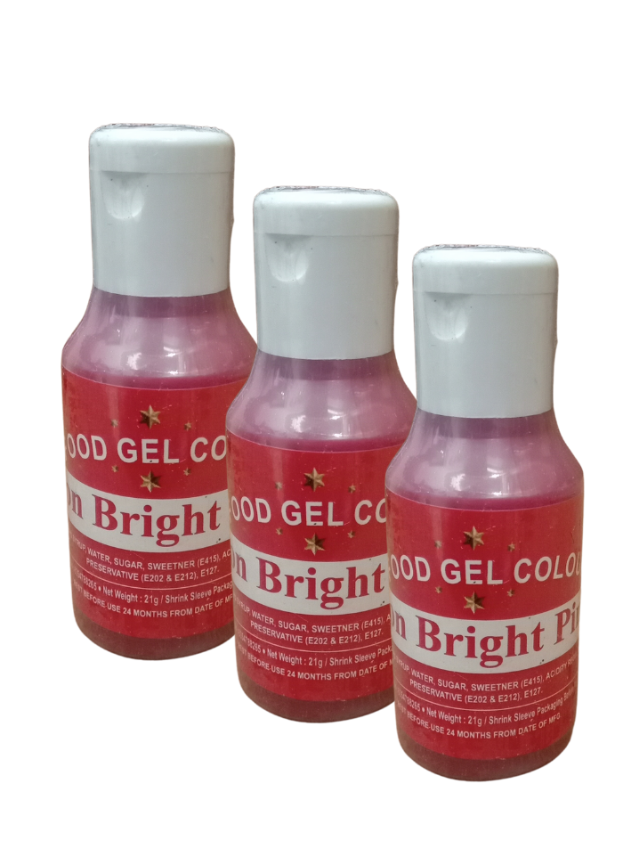 Food Gel Color Neon Bright Pink pack of 3