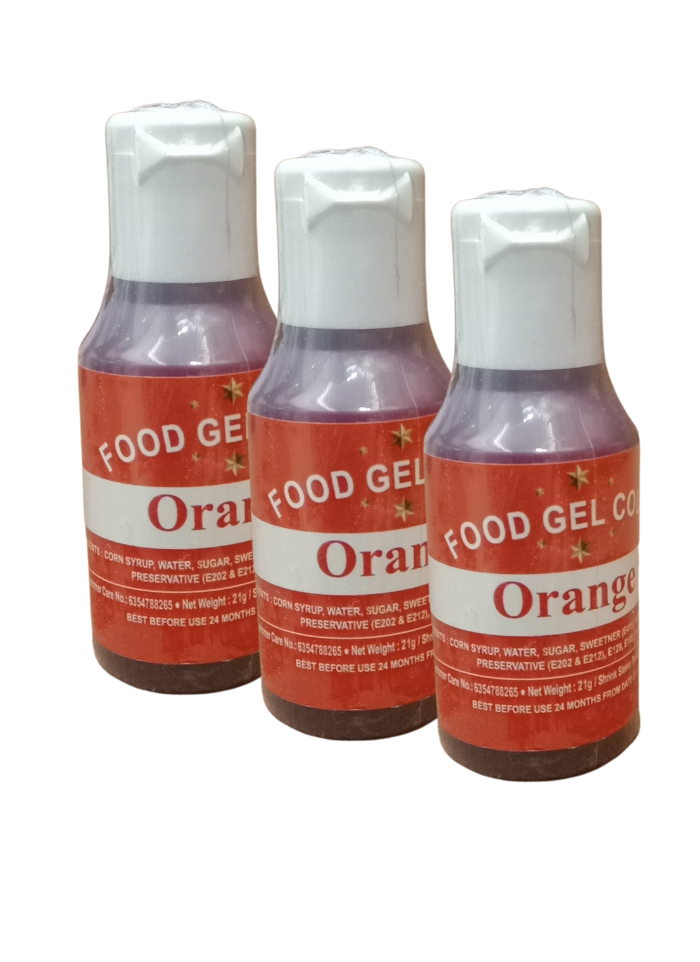 Food Gel Color Orange pack of 3
