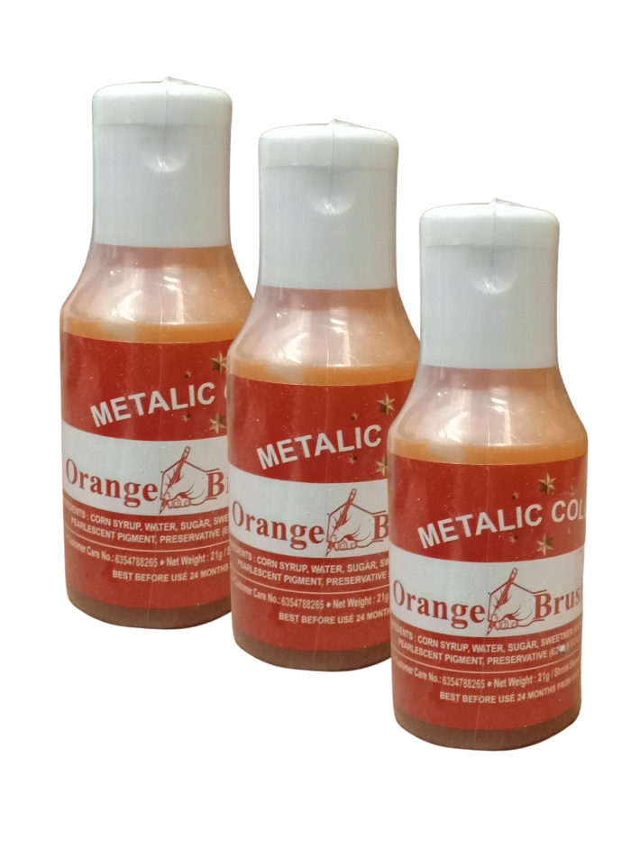 Metallic Food Color Orange Brush Paint pack of 3