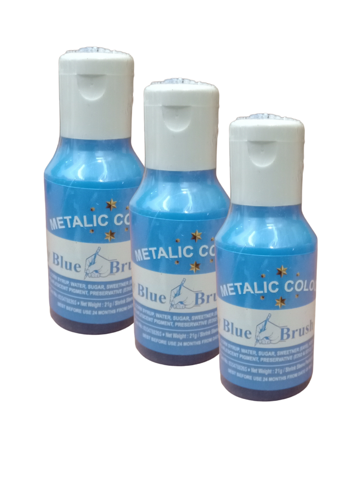 Metallic Food Color Sky Blue Brush Paint pack of 3