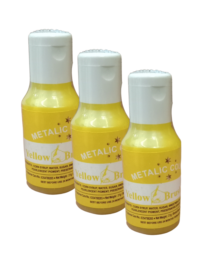 Metallic Food Color Yellow Brush Paint pack of 3