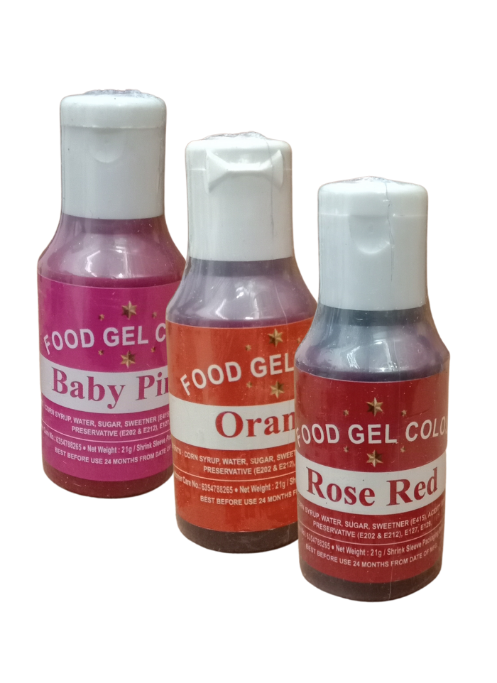 Food Gel Color Rose Red Orange Baby Pink pack of 3