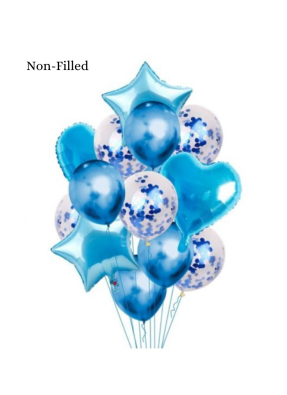 Confetti Foil Balloon 14 Piece Set 18 inch Blue