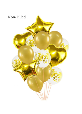Confetti Foil Balloon 14 Piece Set 18 inch Golden