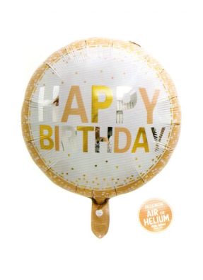 Happy Birthday Gold Border round foil balloon 18 inch pack of 1