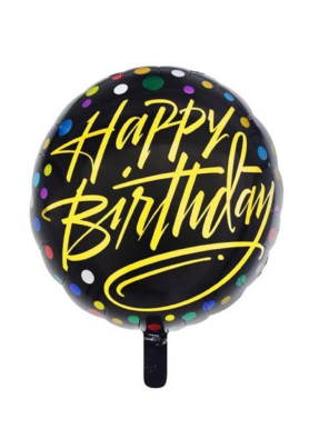 Happy birthday Gold Script round foil balloon 18 inch pack of 1