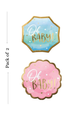 Oh baby Blue and Pink foil balloon 2 pieces 18 inch pack of 1