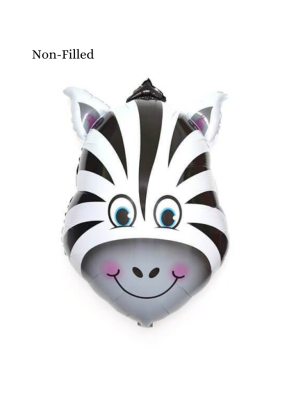 Zebra Face Foil Balloon 18 inch Black And White
