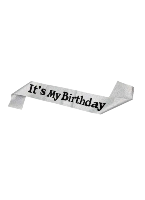Silver Glitter Sash Its my Birthday pack of 1