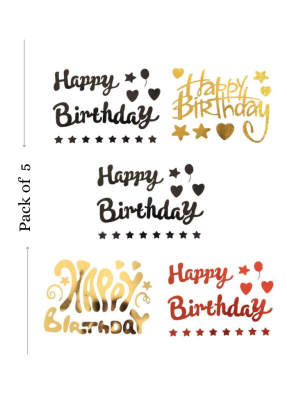 Balloon Sticker Happy Birthday for Bobo Balloon 5 Sheets Black Golden Red A4 size pack of 1